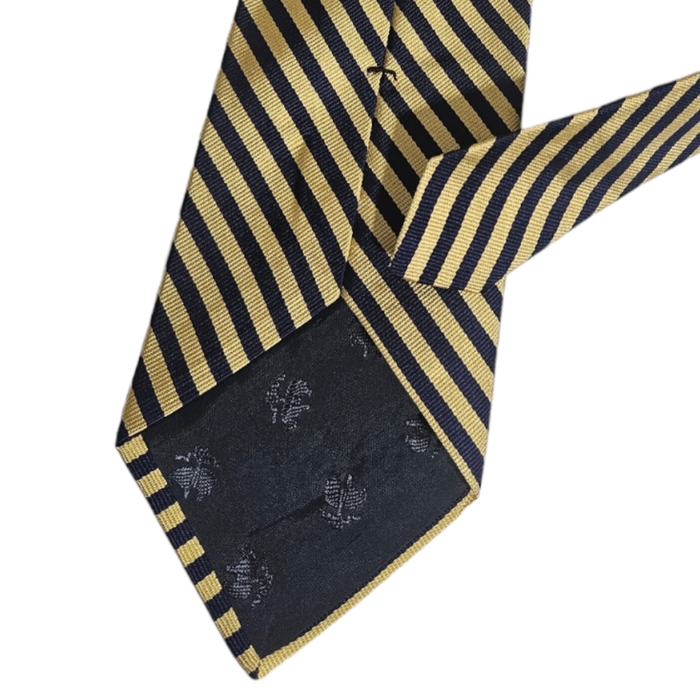 BROOKS BROTHERS Navy/Gold Striped Silk DESIGNER Tie USA - Picture 4 of 4